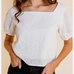 Grace & Emma- White Paisley Top